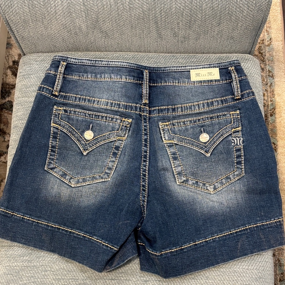 Miss Me Blue Jean Shorts with Button Accents - Picture 7 of 11